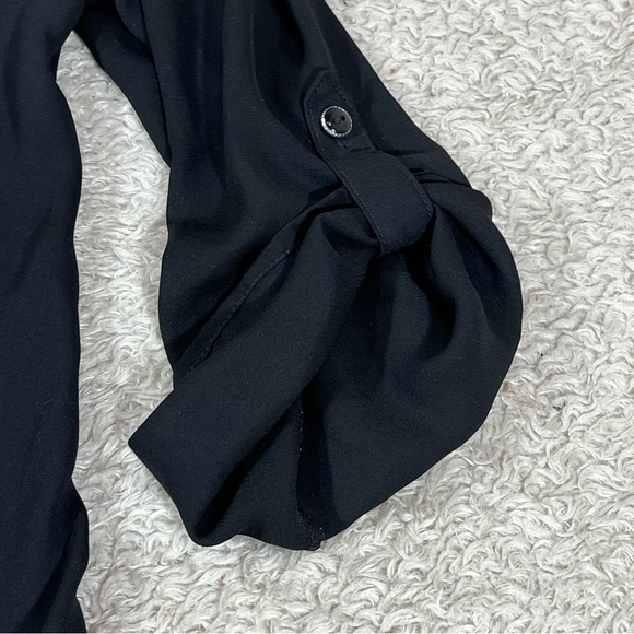 Heartsoul goth black button blouse shoulder lace slit back medium Whimsigoth - Picture 6 of 10